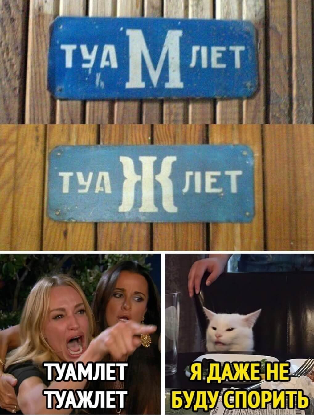 Туамлет и Туажлет - мем с котом и кричащей женщиной
